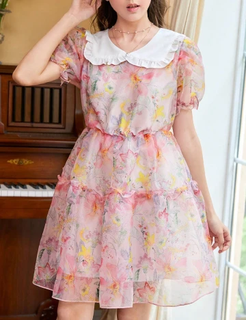 Rochie scurta Shein Kids, floral print Floral print