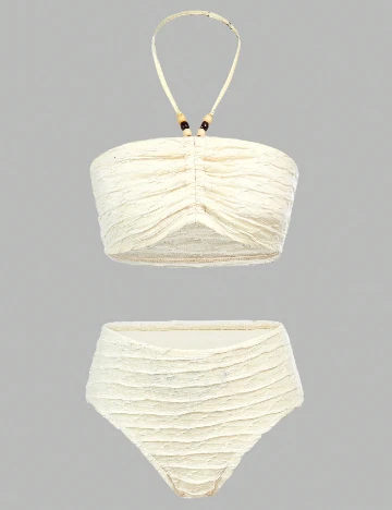 Costum de baie Shein Kids, crem Crem