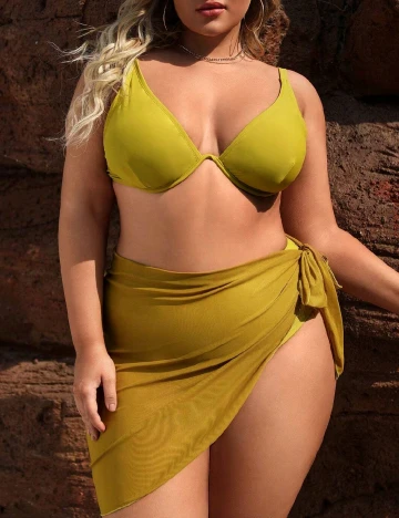 Costum de baie SHEIN CURVE, verde olive Verde