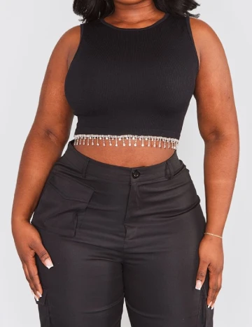 Top PRETTYLITTLETHING, negru Negru