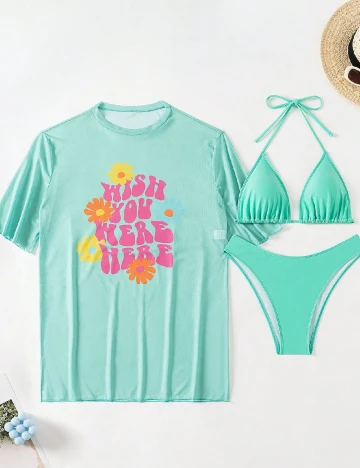 Costum de baie SHEIN, turcoaz Verde