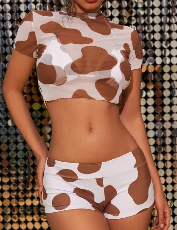 Costum de baie SHEIN, alb/maro Alb