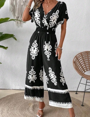 Salopeta SHEIN, negru/alb Negru