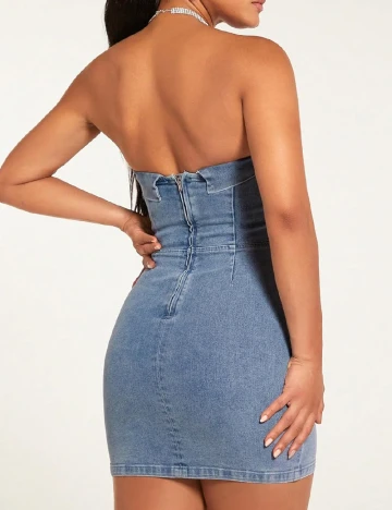 Rochie scurta SHEIN, albastru denim