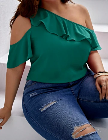Bluza SHEIN CURVE, verde Verde