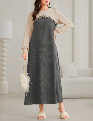 Rochie medie SHEIN, gri/crem Gri