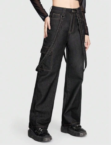 Blugi Romwe, negru Negru