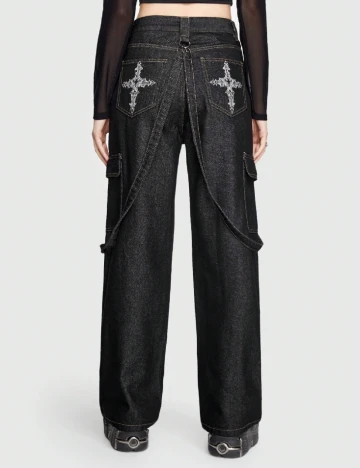 Blugi Romwe, negru Negru