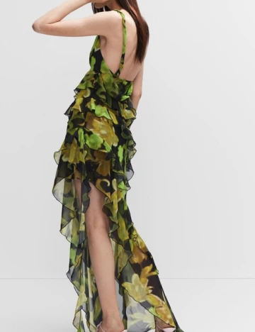 Rochie lunga Mango, negru/verde