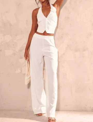 Pantaloni PRETTYLITTLETHING, alb Alb
