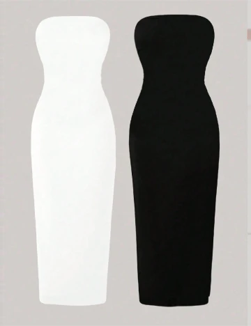Set Rochii 2 bucati SHEIN CURVE, alb/negru Negru