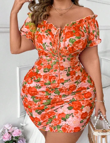 Rochie scurta SHEIN CURVE, floral print Floral print