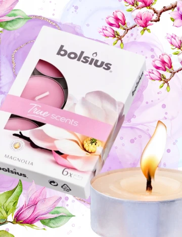 Set lumanari parfumate 6 bucati Bolsius, roz