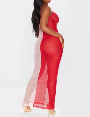 Rochie de plaja PRETTYLITTLETHING, alb/rosu Rosu