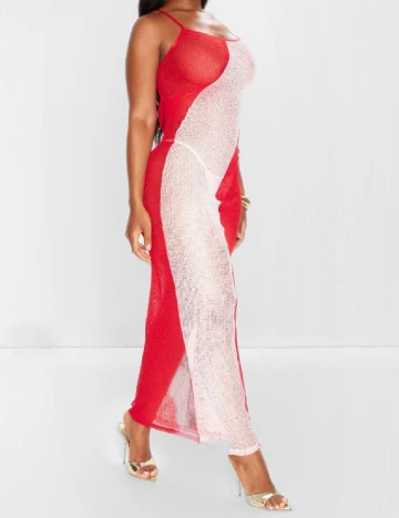 Rochie de plaja PRETTYLITTLETHING, alb/rosu Rosu