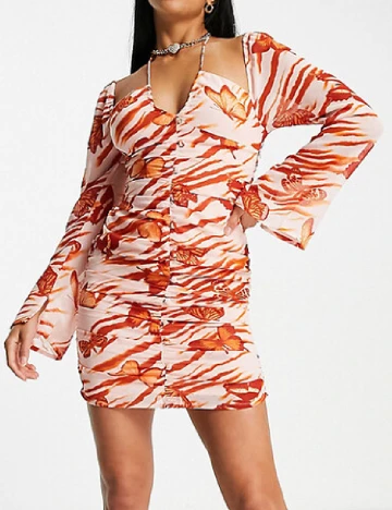 Rochie scurta ASOS, roz/portocaliu Roz