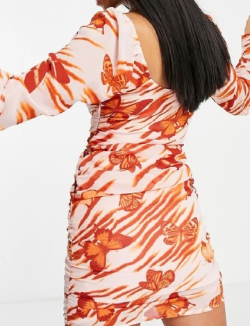 Rochie scurta ASOS, roz/portocaliu Roz