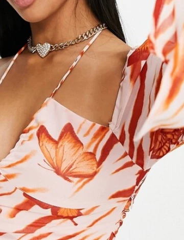 Rochie scurta ASOS, roz/portocaliu Roz