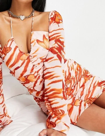 Rochie scurta ASOS, roz/portocaliu Roz