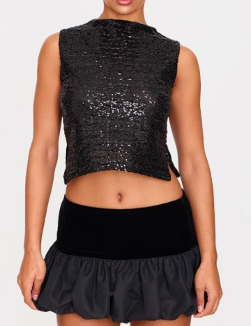 Top PRETTYLITTLETHING, negru Negru