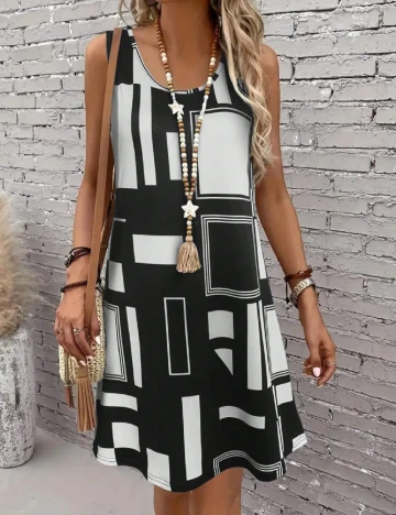 Rochie scurta SHEIN, negru/alb Negru