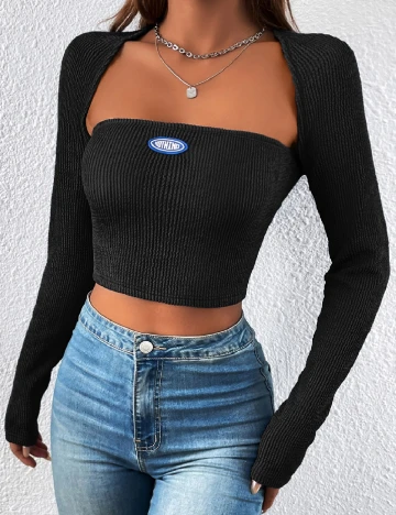 Set top si bolero SHEIN, negru Negru