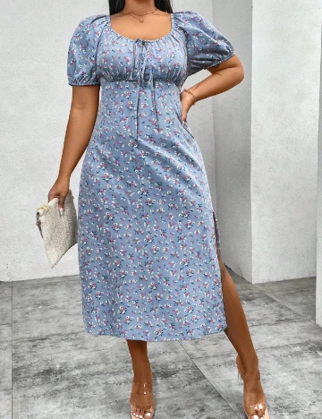 Rochie medie SHEIN CURVE, albastru Albastru