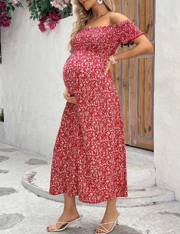Rochie lunga SHEIN Maternity, rosu