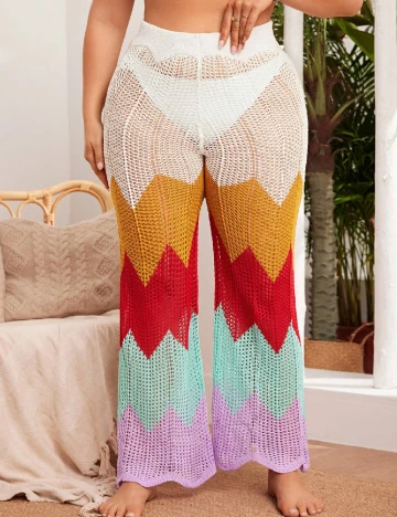 Pantaloni de plaja SHEIN CURVE, mix culori