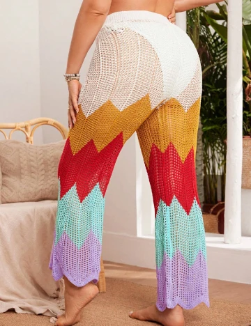Pantaloni de plaja SHEIN CURVE, mix culori