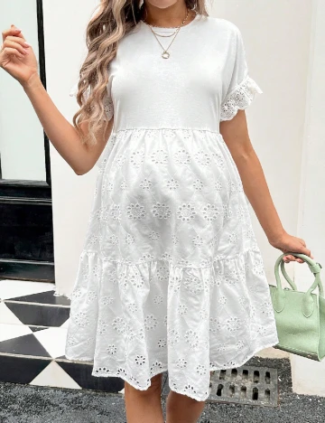 Rochie scurta SHEIN Maternity, alb Alb