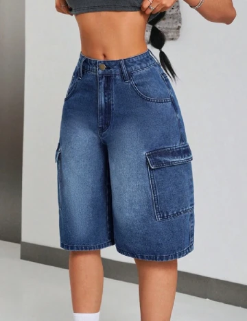 Pantaloni scurti SHEIN, albastru denim Albastru