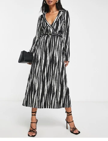 Rochie medie ASOS, negru/alb Negru