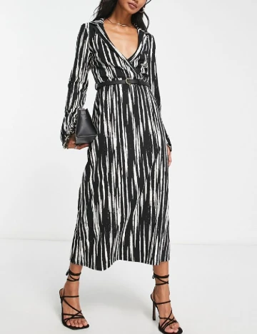Rochie medie ASOS, negru/alb Negru