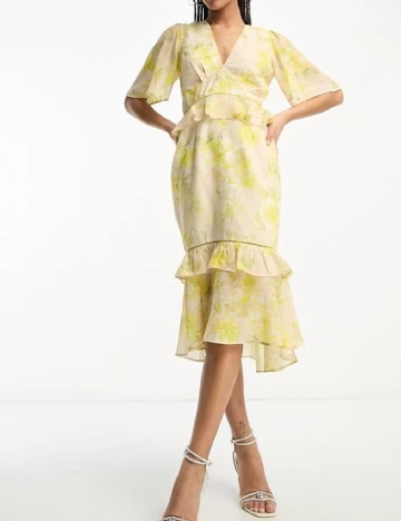 Rochie medie Hope & Ivy, galben