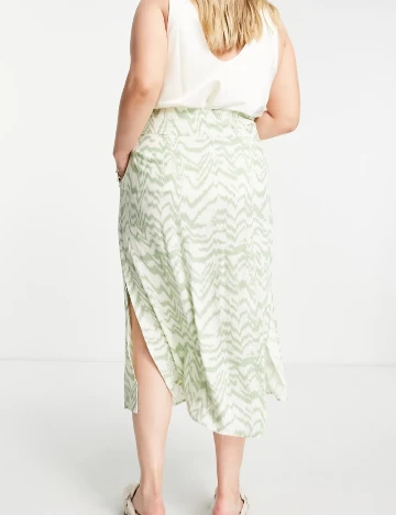 Fusta ASOS Curve, crem/verde