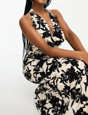 Rochie lunga IN THE STYLE, crem/negru