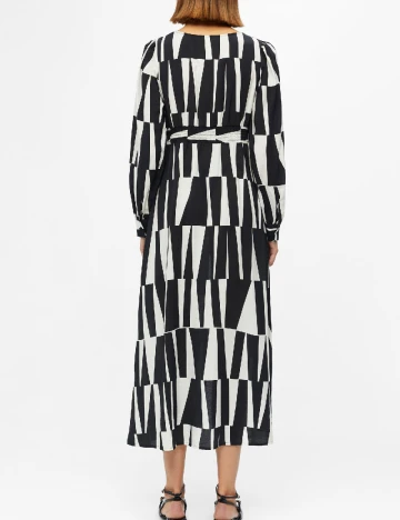 Rochie lunga Object, alb/negru Negru