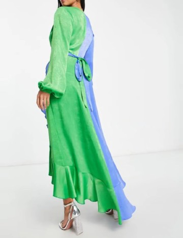 Rochie lunga Flounce London, albastru/verde