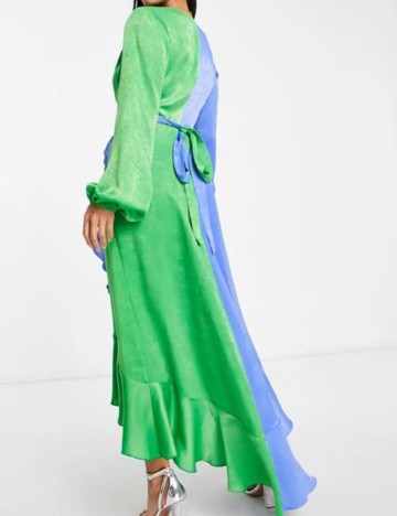 Rochie lunga Flounce London, albastru/verde