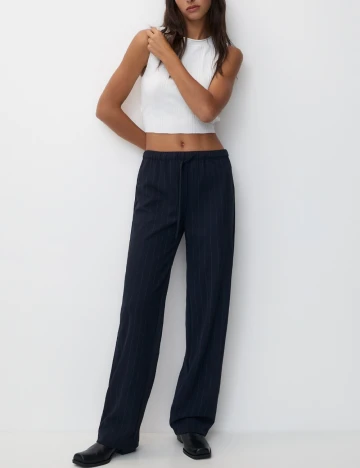 Pantaloni Pull&Bear, bleumarin Albastru