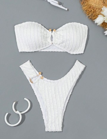 
						Costum de baie SHEIN, alb