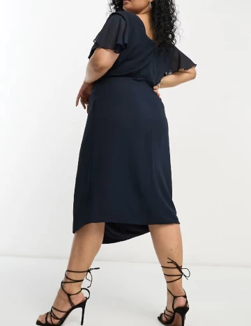 Rochie scurta TFNC London Plus Size, bleumarin