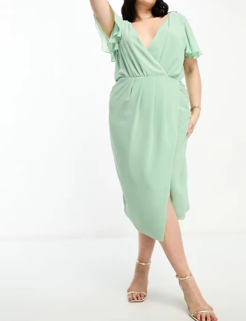 Rochie medie TFNC London Plus Size, verde Verde