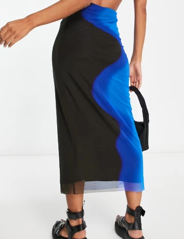 Fusta Top Shop, negru/albastru Negru