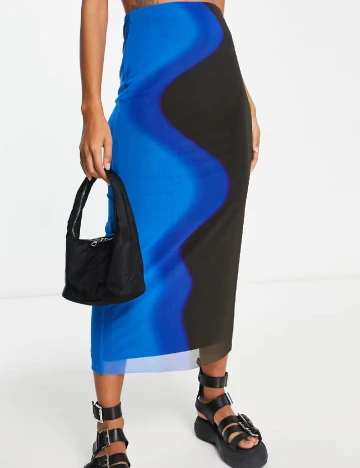 Fusta Top Shop, negru/albastru Negru