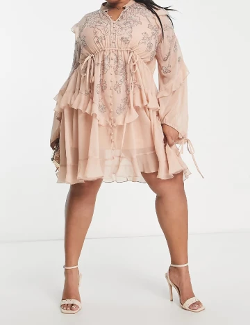 Rochie scurta ASOS Curve, nude Roz