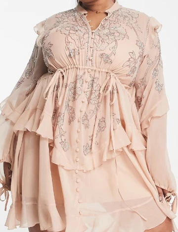 Rochie scurta ASOS Curve, nude Roz
