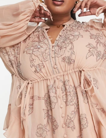 Rochie scurta ASOS Curve, nude Roz