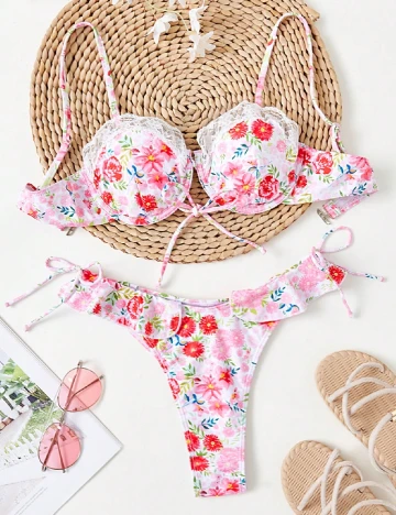 Costum de baie SHEIN, floral Floral print